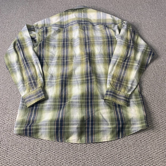 Panhandle‎ Slim Mens Shirt Size Medium Blue/Green Plaid Long Sleeves Snap Front - Picture 5 of 10